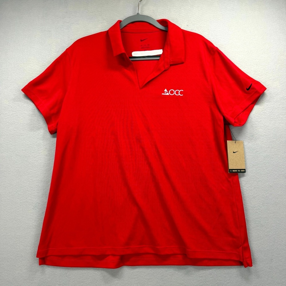 Nike Golf Polo Shirt Womens 2XL Red Performance Active Embroidered OCC Logo NEW